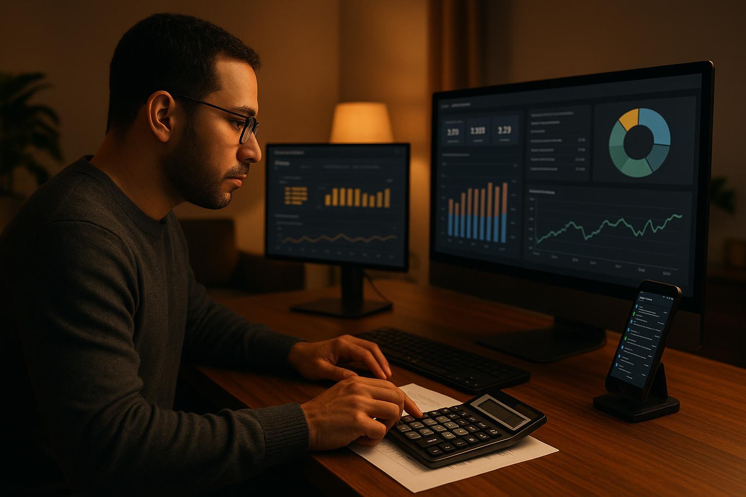 Gestor analisando gráficos de custos e desempenho do atendimento no WhatsApp em um dashboard de operação comercial