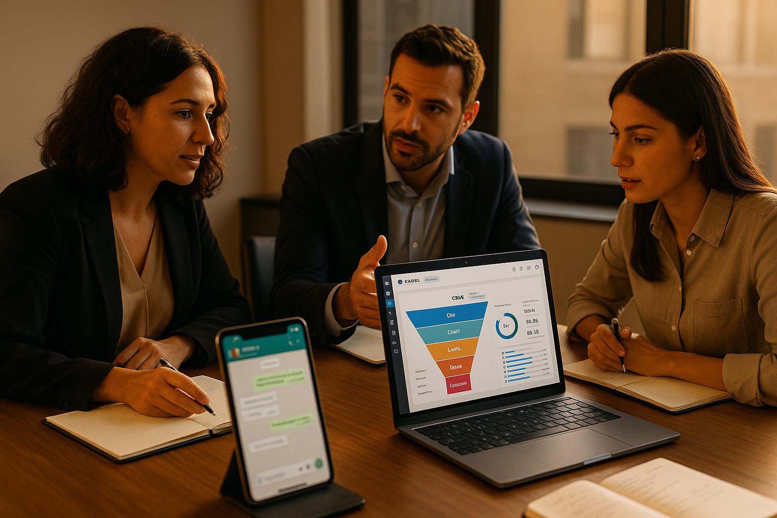 Ilustração representando integração de CRM com WhatsApp para vendas automatizadas